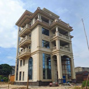 景德镇 黄金麻花岗岩石材别墅外墙干挂搭配（雕花栏杆花瓶柱门楼罗马柱）