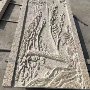 景德镇 黄金麻雕刻板浮雕迎客松