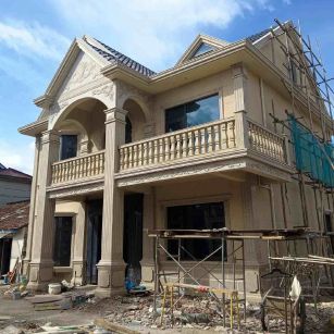 景德镇 黄金麻花岗岩石材私人别墅雕花门楼柱阳台栏杆