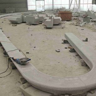 景德镇 芝麻白花岗岩弧形花坛石，坐凳石