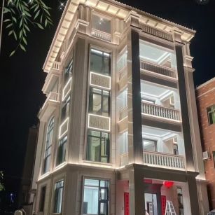 景德镇 芝麻白花岗岩别墅外墙夜间效果