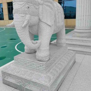 景德镇 白麻花岗岩动物异形石雕-大象
