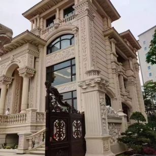 景德镇 黄金麻花岗岩别墅外墙干挂效果展示