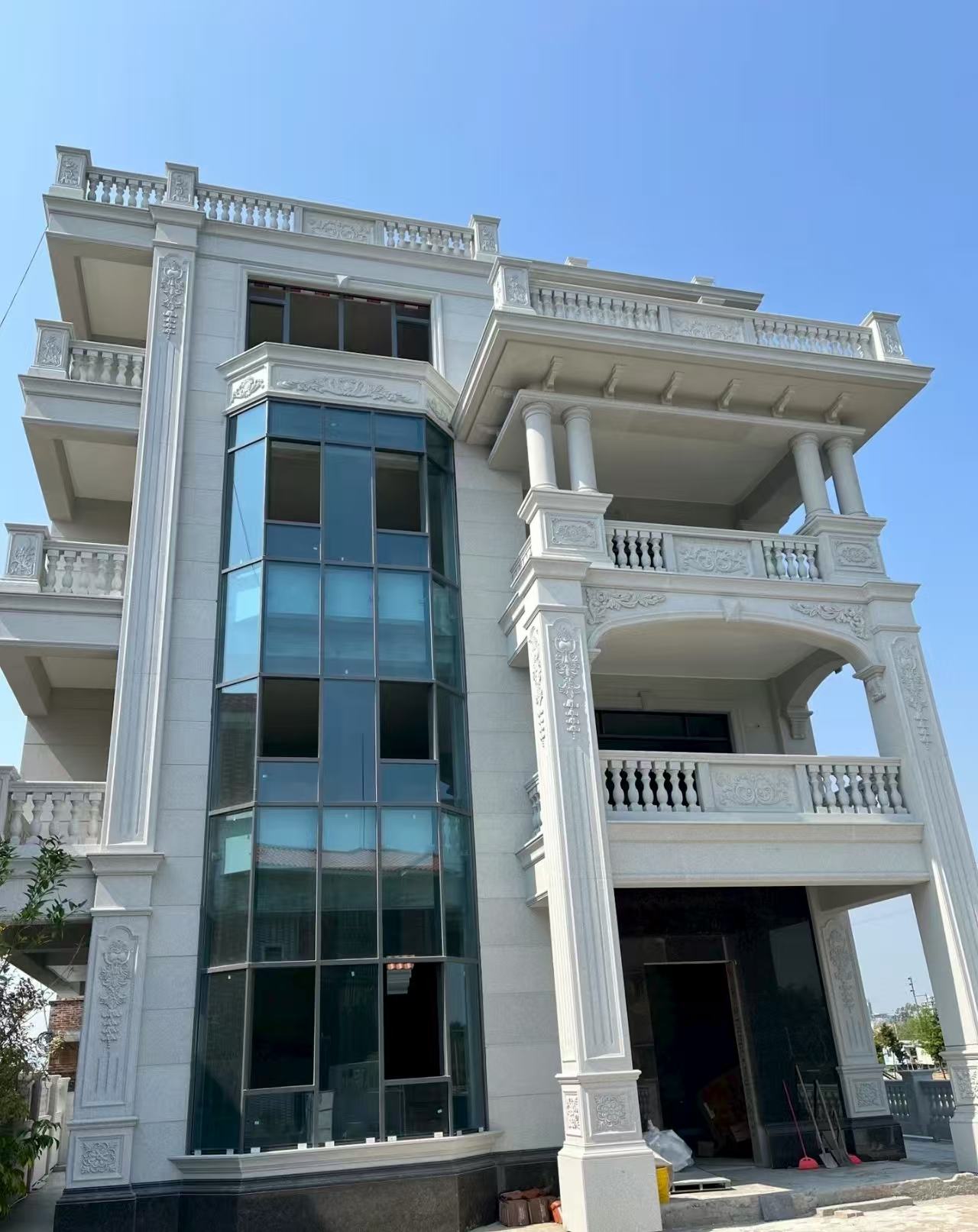 景德镇 白麻花岗岩别墅外墙干挂效果展示