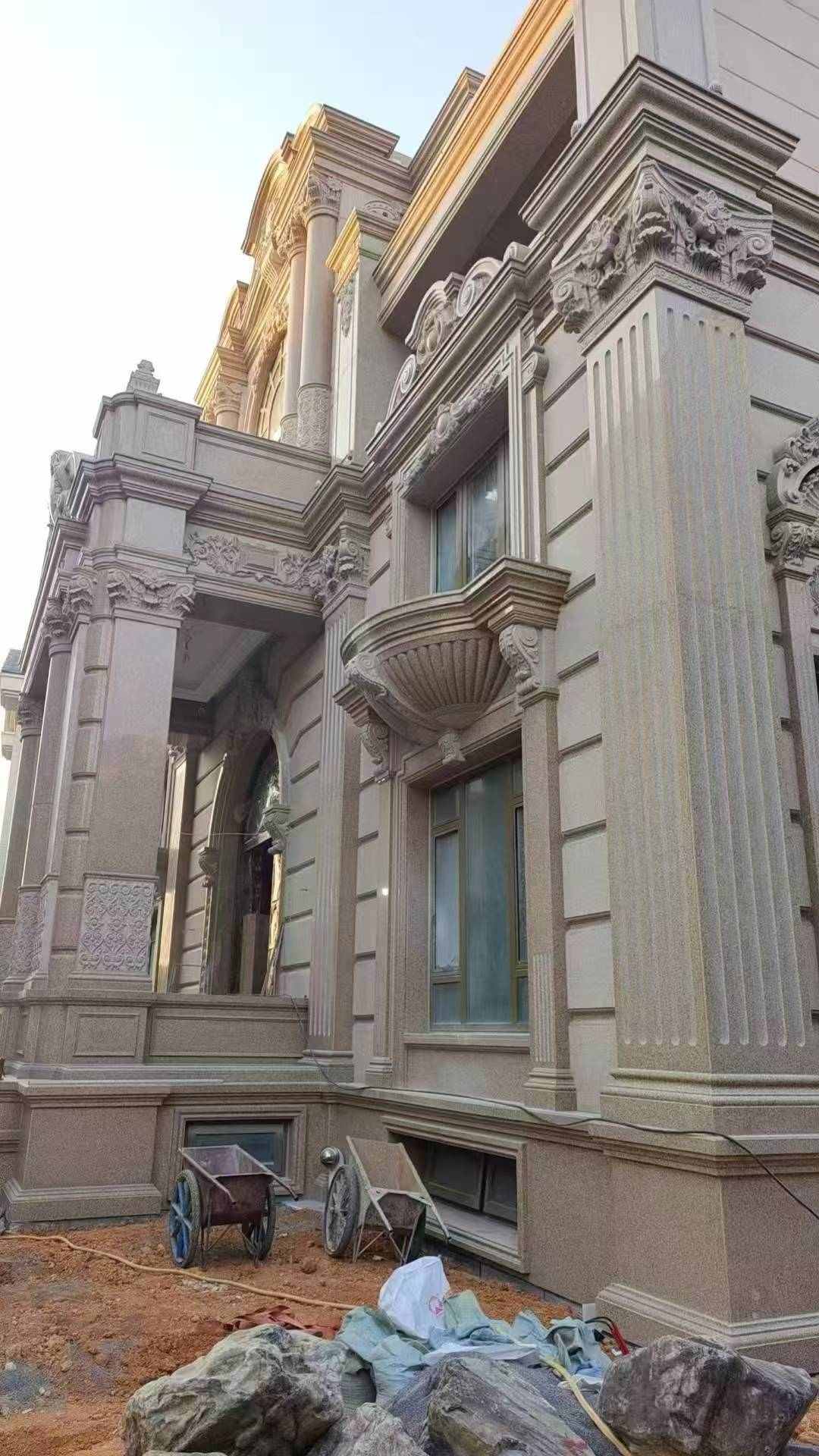 景德镇 黄金麻花岗岩光面别墅外墙干挂施工完成