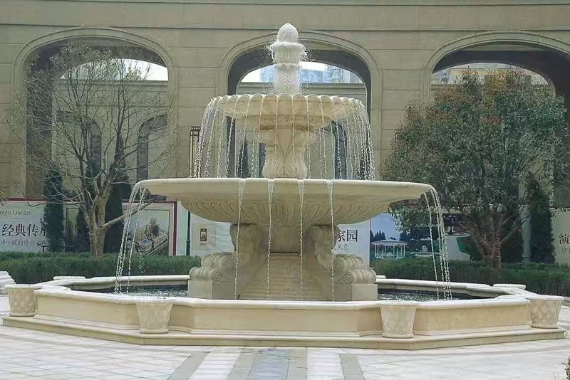 景德镇 黄金麻花岗岩异型加工——户外庭院石雕流水喷泉